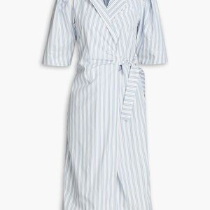 Blue and White Striped Wrap Dress